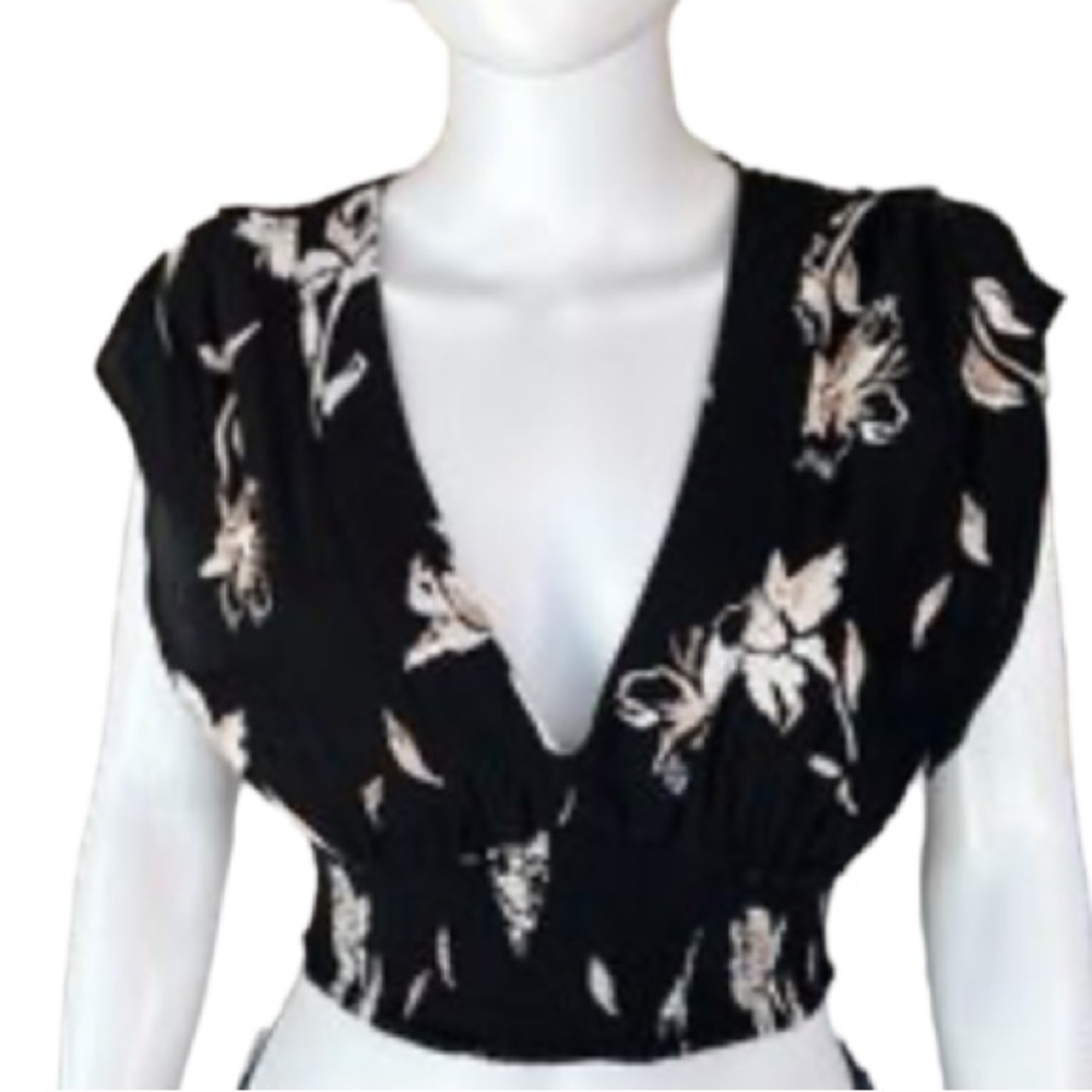 Free People Floral Low Neckline Crop Top. - Picture 3 of 5